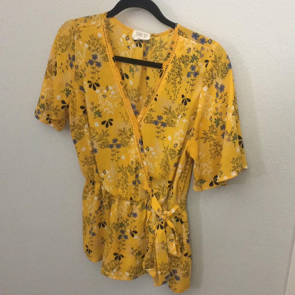 Floral chiffon wrap top